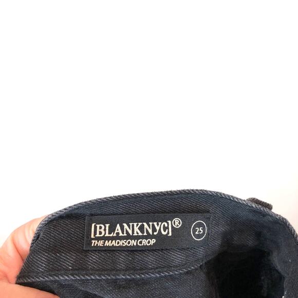 BlankNYC Womens Distressed Fray High Rise Slim Jeans Black Size 25 Grunge - Picture 7 of 9